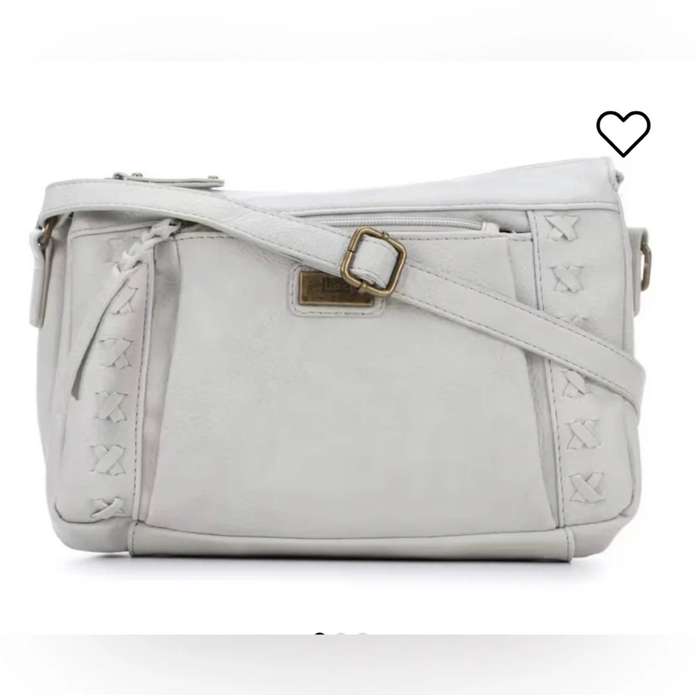 B.O.C.Light GrayCrossbody Bag Faux Leather Purse Small Zip Pocket Boho Stitching